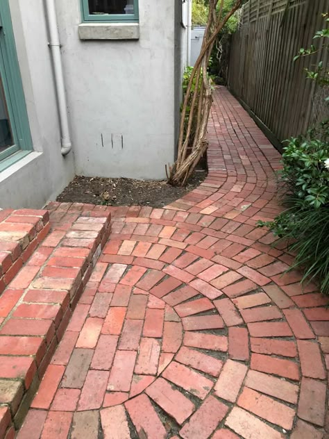 Brick Garden Bed, Red Brick Paving, Brick Garden Path, Brick Pathways, Brick Paths, Brick Pathway, Brick Path, Brick Walkway, Pathway Landscaping