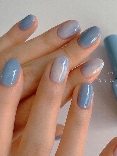 Light Blue Nail Designs, Nail Art Designs For Beginners, Nail 2023, Purple Ombre Nails, Blue And White Nails, Easy Nail Art Designs, Blue Gel Nails, Brown Nails Design, Teal Nails