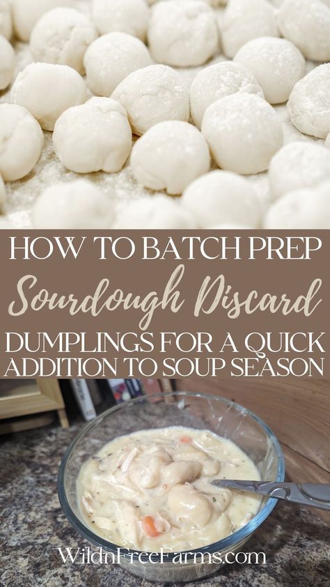 sourdough discard dumplings Sourdough In Fridge, Sourdough Discard Pastry Dough, Sourdough Discard Spaetzle, Different Sourdough Recipes, How To Sourdough, Sourdough Discard Ravioli, Savory Discard Recipes, Sourdough Discard Dumplings Recipe, Freezer Friendly Sourdough Recipes