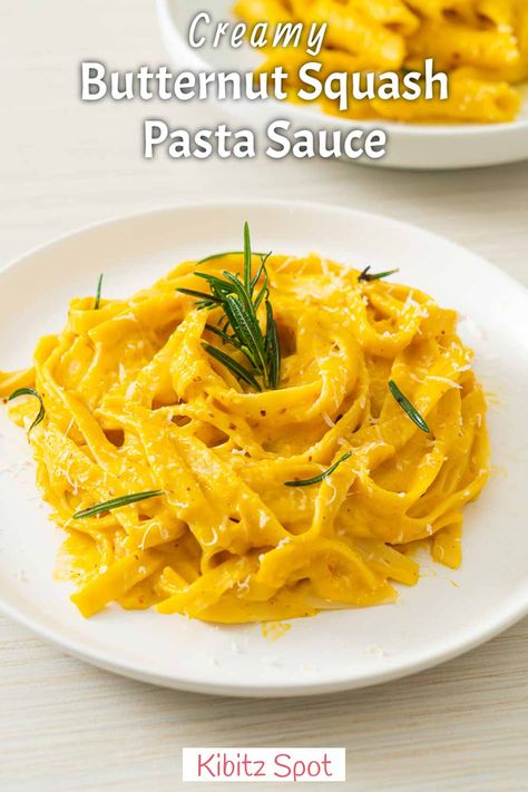 Learn to make a creamy butternut squash pasta sauce with roasted squash and Parmesan. This gluten-free recipe is perfect for a comforting and delicious meal. Butternut Sauce For Pasta, Butternut Squash Sauce Pasta, Butternut Squash Pasta Sauce Recipe, Butternut Pasta, Creamy Butternut Squash Pasta, Squash Pasta Sauce, Butternut Squash Recipes Pasta, Butternut Squash Pasta Sauce, Butternut Squash Sauce