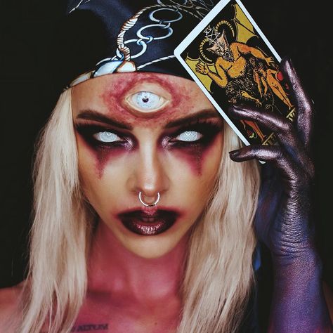 @romina_dietrich_makeup gets creepy with her fortune teller Halloween makeup look. She is channeling all your inner demons to disappear. In this look, she used the All Nighter Foundation to enhance her skin and create a smooth base. Creepy Fortune Teller Makeup, Fortune Teller Halloween Makeup, Halloween Makeup Spooky, Creepy Fortune Teller, Halloween Creepy Costumes, 7 Deadly Sins Makeup, Fx Makeup Ideas, Halloween Fortune Teller Costume, Fortune Teller Makeup