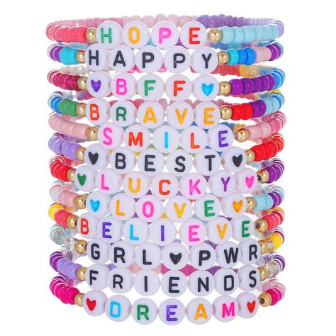 PRICES MAY VARY. 💖Handmade Friendship Bracelets💖The bracelets are made of durable and soft cotton cord, which is adjustable and convenient to wear and take off. 💖Material & Size💖These colorful clay beads bracelets are totally handmade, only using premium 6mm beads and cord which carefully braided. Adjustable stretch bracelet Length 6.35-7.2 inches. 💖Heishi Surfer Bracelets Set💖 For beach jewelry, aesthetic stuff Bracelets Jewelry we love a mix color of effortless layering bracelets. Bold a Clay Bead Bracelets, Bracelet Business, Layering Bracelets, Letter Bead Bracelets, Colorful Bead Bracelets, Clay Bracelets, Double Bracelet, Preppy Bracelets, Handmade Friendship Bracelets