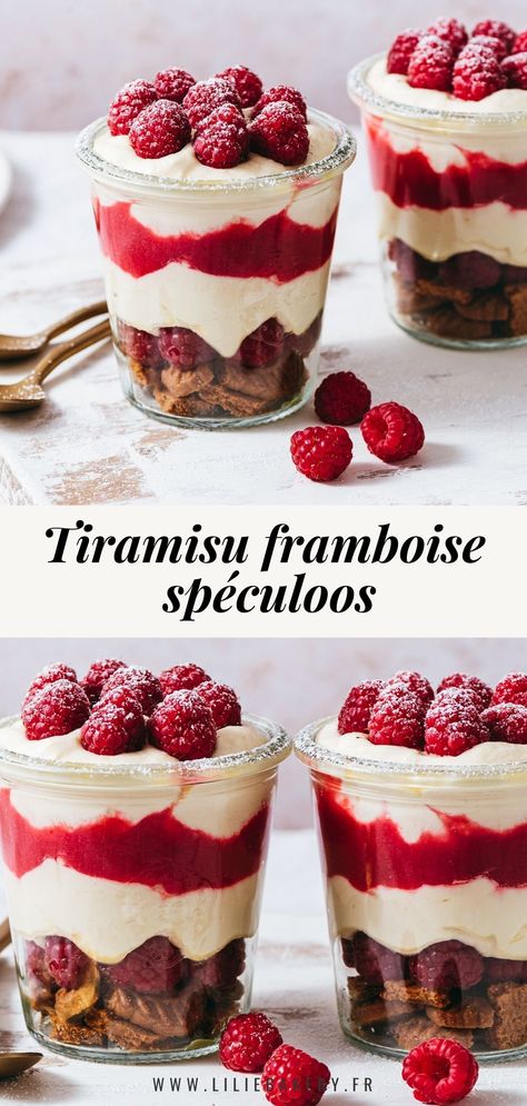 Une version très fruitée du célèbre tiramisu ça vous tente ? Cette recette de Tiramisu framboise speculoos est très gourmande et vraiment facile à faire. On adore y retrouver la framboise en deux versions : fruits entiers et mixés en coulis, le tout sans cuisson ! Raspberry Tiramisu, Desserts Faciles, Tiramisu Dessert, Dessert Fruit, Mousse Dessert, Raspberry Recipes, Dessert Aux Fruits, Tiramisu Recipe, Kinds Of Desserts