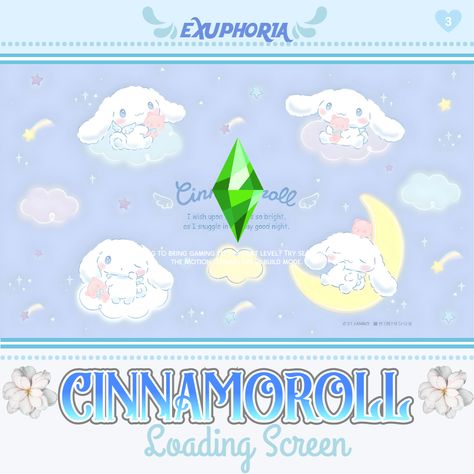 Here's a loading screen for the sims 4 featuring Cinnamoroll ❤❤ Sims 4 Cc Cinnamoroll Clothes, Sanrio Cas Background Sims 4, Sims 4loading Screen, Sims 4 Cinnamoroll Cc, Sims 4 Cinnamoroll, Ts4 Loading Screen, The Sims 4 Loading Screen, Sims 4 Cc Loading Screen, Sims 4 Loading Screen