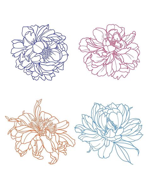 Lotus Peony Tattoo, Line Work Peony Tattoo, Japan Flower Tattoo, Colored Flower Tattoos, Small Peony Tattoo, Fine Line Peony Tattoo, Peony Line Art, Tattoo Peonies, Coloured Tattoos