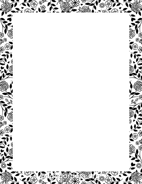 Flower Border Black And White, Black And White Border Designs, Border Design Printable, White Flower Border, Black Border Design, First Page Of Project, Page Borders Free, Black And White Border, Boarders Designs For Projects