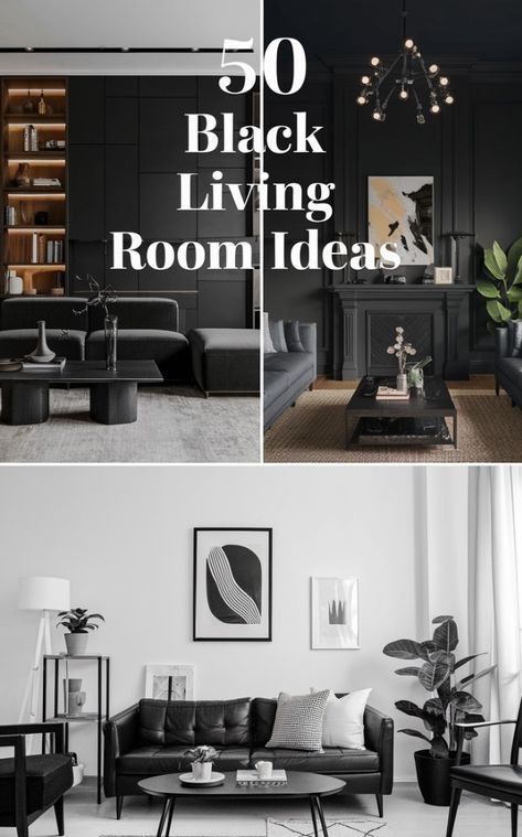 Black Glam Living Room Ideas, Black Couch Dark Floors, Black Small Living Room, Black Interior Design Living Rooms, Black Minimalist Living Room, Black Living Room Paint, Black Glam Living Room, Living Room Black Furniture, Modern Black Living Room