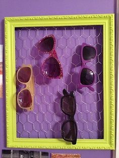 sunglass holder for the girl with too many sunglasses Diy Sunglasses Holder, Diy Sunglasses, Sunglasses Organizer, Diy Organizer, Spanish Decor, Sunglasses Display, Sunglasses Storage, Dressing Rooms, Diy Holder