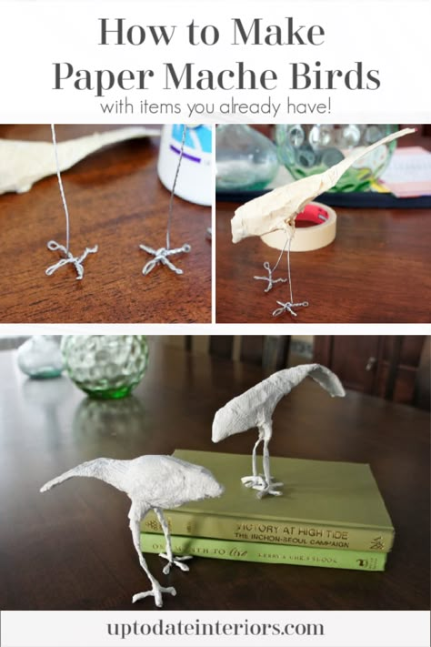 Paper Mache Birds How To Make, Papier Mache Birds, Small Paper Mache Projects, Paper Mache Projects Diy Tutorial, Paper Mache Projects Ideas Inspiration, Paper Mache Crafts Diy, Paper Mache Easy, Paper Mache Sculpture Ideas, Paper Mache Birds