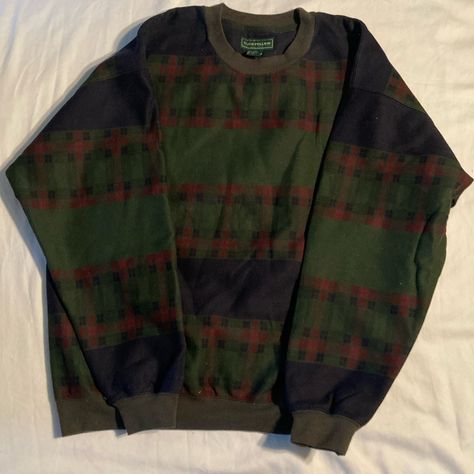 Coolest Sweatshirt Ever! Perfect Condition Vintage 90s Men’s Sweatshirt In Rare Plaid Pattern. Fleece Lined Crew Neck Banded Elastic Waist And Cuff From A Pet And Smoke Free Home Questions? Leave A Comment Below! Adidas Zip Up Hoodie, Navy Blue Crewneck, 80s Sweatshirt, Carhartt Hoodie, Black Hoodie Men, 90s Men, Mens 90s, North Face Sweater, Red Pullover