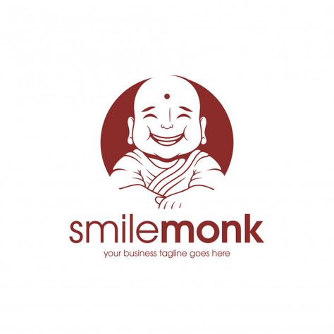 Monk Logo, Hand Template, Link Logo, Buddha Logo, Logo Travel, Cloud Kitchen, Tea Logo, Laughing Buddha, Vector Logo Design