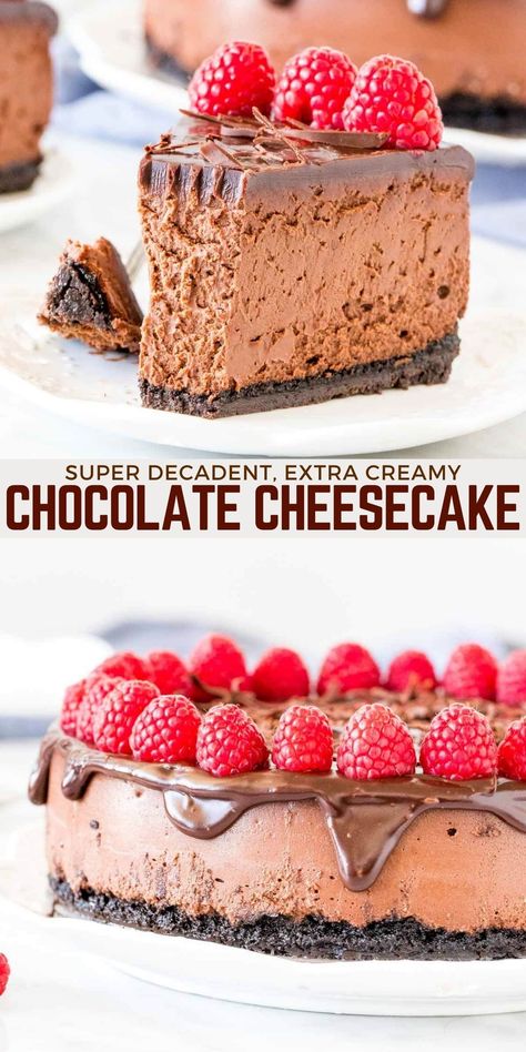 Best Chocolate Cheesecake, Ultimate Cheesecake, Chocolate Cheesecake Recipe, Creamy Chocolate Cheesecake, Triple Chocolate Cheesecake, No Bake Chocolate Cheesecake, Awesome Desserts, Italian Cookie, Oreo Cookie Crust