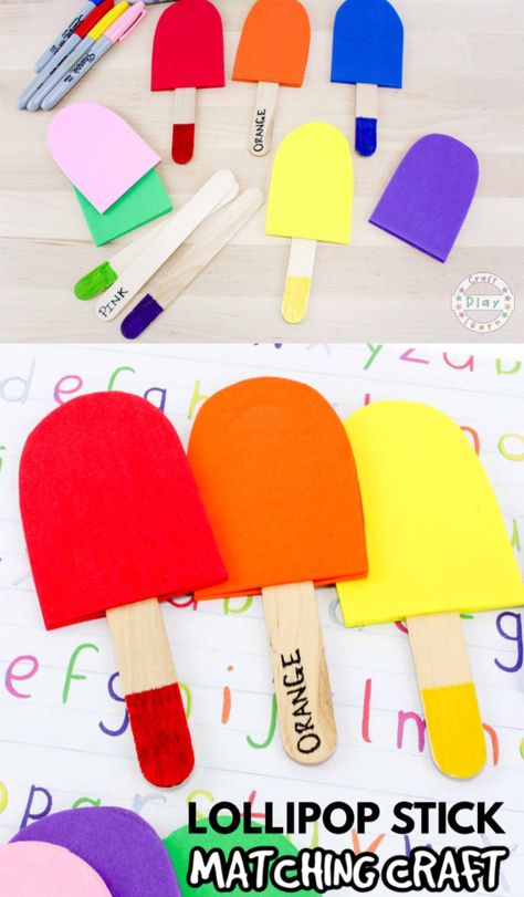 As many parents know, children are learning to read earlier and earlier. Give them a jump start with this fun Color Matching Popsicles Craft where kids can learn their colors and color words at the same time! #colour #popsicles #color #kids #learning #preschool Colour Crafts Preschool, Colour Activity For Kids, Colour Activities Preschool, Colours Activity For Preschool, Colours Preschool, Popsicles Craft, Colours Name For Kids, Emerald Room, Learning Colors Activities