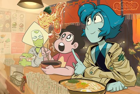 Peridot protecting her food Stephen Universe, Steven Universe Peridot, Steven Universe Lapidot, Cristal Gems, Cherry Girl, Steven Universe Lapis, Lapis Lazuli Steven Universe, Steven Uni, Steven Universe Wallpaper