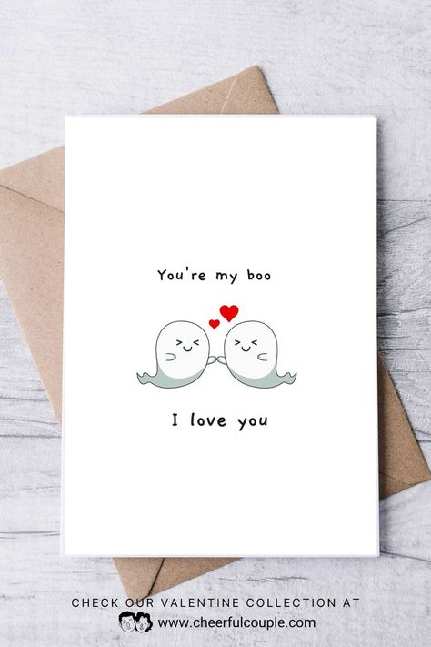 Cute Mockup of Valentine Card for Boyfriend - You're My Boo Free Printables Valentine Card For Boyfriend, Valentine Cards To Make, Romantic Birthday Cards, Free Printable Valentines Cards, Printable Valentine Cards, Boyfriend Birthday Quotes, Anniversary Quotes Funny, Valentines Illustration, Card For Boyfriend