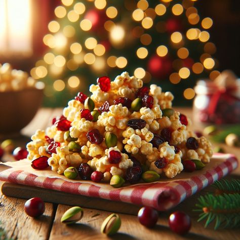 This Christmas Snack Mix - Festive Cranberry Pistachio Popcorn Clusters recipe is so delicious and full of flavor. It’s one of the many great recipes shared by home cooks on BakeSpace.com, the world’s sweetest recipe swap community. Pistachio Popcorn, Christmas Snack Mix, Clusters Recipe, Christmas Nuts, Christmas Snack, Cranberry Pistachio, Dinner Inspiration, Christmas Snacks, Snack Mix