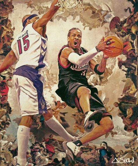 #Everyday 2456 IVERSON vs CARTER . . . . . #renaissanceseries🖼 Allen Iverson Wallpapers, Travis Scott Iphone Wallpaper, Hip Hop Wallpaper, Sports Design Ideas, Vince Carter, Basketball Photos, Nba Art, Nba Pictures, Rap Wallpaper