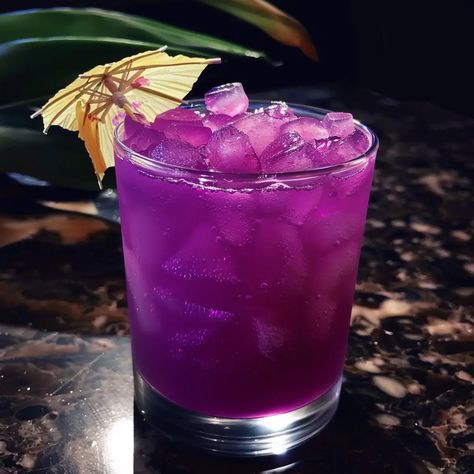 Purple Rain Drink, Purple Rain Cocktail, Cocktail With Rum, Rain Cocktail, Purple Drink, Purple Drinks, Pineapple Rum, Light Rum, Pineapple Slices