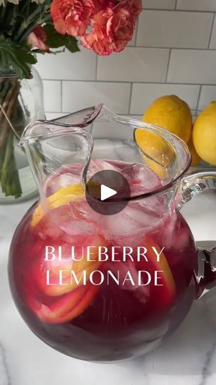 82K views · 18K reactions | Ingredients:
- 1 cup fresh or frozen blueberries
- 1 cup freshly squeezed lemon juice (about 4-6 lemons)
- 3/4 to 1 cup granulated sugar (adjust to taste)
- 4 cups water (divided)
- Ice cubes
- Lemon slices and extra blueberries for garnish (optional)

**Instructions:**
1. In a small saucepan, combine the blueberries, sugar, and 1 cup of water. Bring the mixture to a simmer over medium heat, stirring occasionally. Cook until the blueberries start to burst and the sugar dissolves, about 5 minutes.
2. Remove the saucepan from heat and let the mixture cool slightly. Strain the blueberry syrup through a fine mesh sieve into a bowl, pressing down on the solids to extract as much liquid as possible. Discard the solids.
3. In a large pitcher, combine the freshly squeez Extra Blueberries, Smoothie Supplements, Creative Drinks, Blueberry Syrup, Squeezed Lemon, Blueberry Lemonade, Lemon Slices, Cup Of Water, Mixed Drinks Recipes