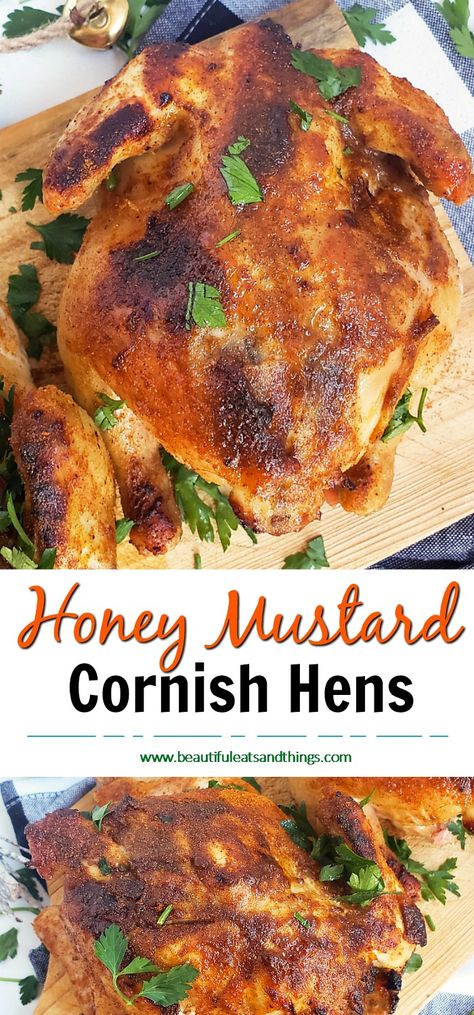 Cornish Hen Crock Pot Recipe, Cornish Hens Recipes, Glazed Cornish Hen Recipe, Cornish Hen Recipes Oven, Baked Cornish Hens, Marinade Sauces, Honey Mustard Turkey, Frog Legs Recipe, Hen Recipes