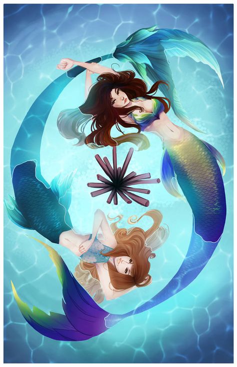 Commission - Mermaids by Jaizure on DeviantArt Fish Mermaid, Art Vampire, Dengeki Daisy, Anime Mermaid, Mermaid Artwork, Fantasy Mermaids, Siren Mermaid, Mermaid Fairy, Mermaid Drawings