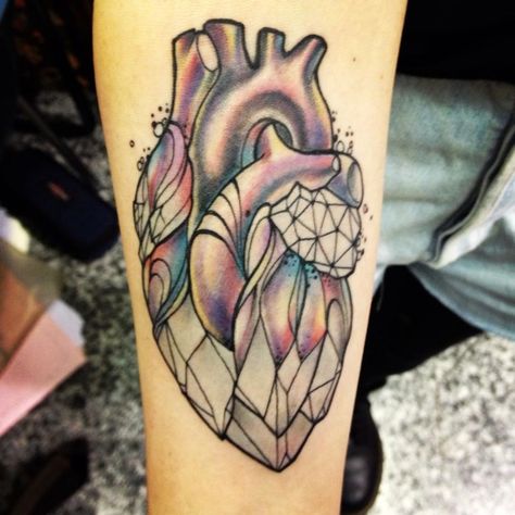 http://tattoomagz.com/crystal-tattoos/crystal-heart-tattoo/ Diamond Heart Tattoo, Diamond Tattoo Designs, Anatomical Heart Tattoo, Crystal Tattoo, Herz Tattoo, Explore Tattoo, Diamond Tattoos, Heart Tattoo Designs, Body Modification