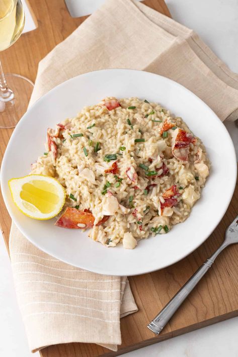 The Best Lobster Risotto Recipe (Easy and Creamy) Lobster Risotto Recipe, Risotto Recipes Easy, Butter Poached Lobster, Lobster Risotto, Glass Of White Wine, Seasoned Rice Recipes, Date Night At Home, Fresh Lobster, How To Cook Lobster