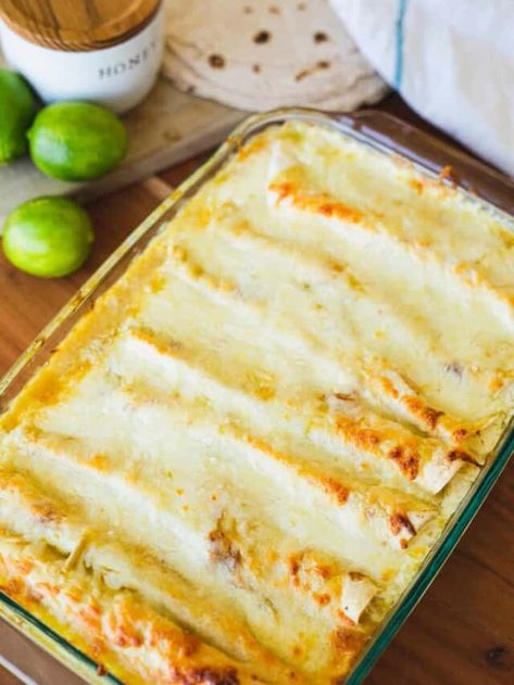 Enchilada Recipe Chicken, Honey Lime Chicken Enchiladas, Honey Lime Enchiladas, Creamy Jalapeno Dip, Tangy Chicken, Kitchen Video, Honey Lime Chicken, Mexican Meals, Enchilada Recipe