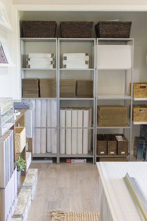 The Jenna Sue Design Co. Studio Reveal! Ebay Office, Inventory Organization, Inventory Storage, Business Storage, Jenna Sue Design, Jenna Sue, 1970s Home, Warehouse Design, Studio Organization