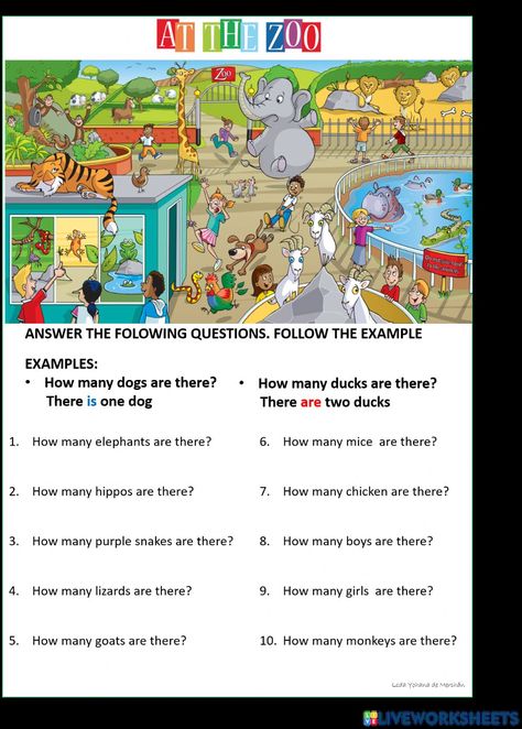 Zoo Animals Worksheet, At The Zoo Worksheets, Zoo Park, Summer Worksheets, Animal Worksheets, In The Zoo, English As A Second Language (esl), English Lessons For Kids, English As A Second Language