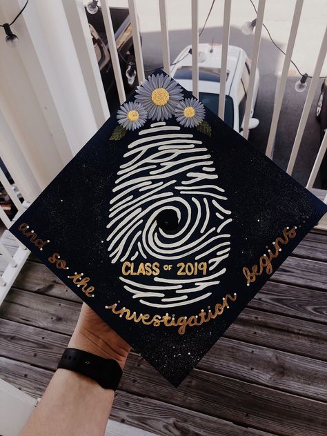 #graduation #graduationcap #forensics #crimescene #fingerprints #forensicscience #college Forensics Grad Cap, Case Closed Graduation Cap, Forensic Grad Cap, College Grad Cap Ideas Criminology, Grad Cap Ideas Criminology, Forensic Graduation Pictures, Forensic Science Graduation Party, Forensic Science Graduation Cap, Csi Graduation Cap