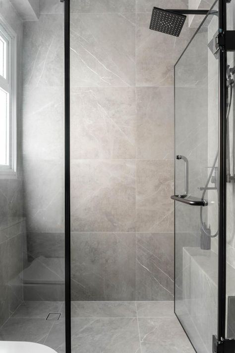 Check out this Minimalist-style HDB Bathroom and other similar styles on Qanvast. Hdb Bathroom, Hdb Toilet Design Singapore, Hdb Bathroom Singapore, Hdb Toilet, Singapore Bathroom Design, Minimalist Toilets, Marble Tile Bathroom, Interior Design Singapore, Bathroom Solutions