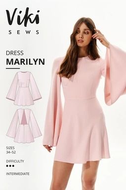 Dress patterns from Vikisews - buy online and download pdf Diy Clothes Patterns, Dress Sewing Patterns Free, Marilyn Dress, Seni Pastel, Sewing Projects Clothes, Dress Patterns Free, Kleidung Diy, Diy Sewing Pattern, Sewing Design