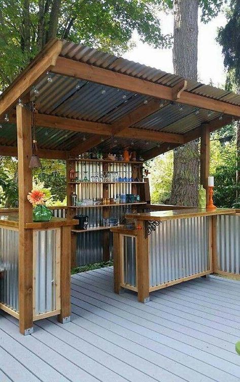 Outdoor Patio Ideas Backyards, Diy Outdoor Bar, Backyard Bar, Backyard Kitchen, Outdoor Kitchen Design Layout, Diy Outdoor Kitchen, Pergola Plans, Diy Pergola, Pergola Patio