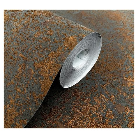 Mercer41 Guillaumette Concrete Non-Woven Removable Wallpaper Roll | Wayfair Entrance Walls, Gold Concrete, Dark Grey Wallpaper, Modern Wallpapers, Copper Wallpaper, Bronze Wallpaper, Time Saver, Brown Wallpaper, Gold Wallpaper