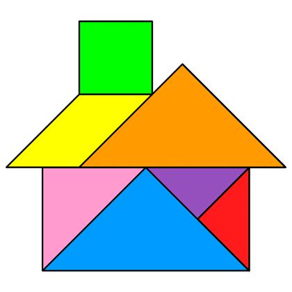 The solution for the Tangram puzzle #20 : House Tangram Activities, Puzzle Activities, Tangram Patterns, Tangram Puzzles, Shapes Preschool, Math Time, Math Projects, Aktivitas Montessori, Classroom Crafts