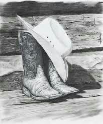 Boots and Hat Cowboy Hat And Boots Tattoo Design, Boot Drawing, Cowboy Boots Drawing, Agriculture Art, Cowboy Draw, Pencil Drawing Tutorials, Pencil Sketch Drawing, Cowboy Art, Horse Drawings