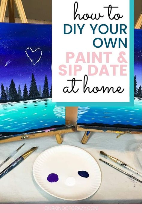 Couples Painting Date Night At Home: Paint & Sip Couple's Edition Couples Painting Date, Couple Painting Date, Painting Date Night At Home, Paint And Sip Date, Paint Date Night, Diy Valentine's Day Gifts For Boyfriend, Painting Date Night, Boyfriend Canvas, Couples Painting