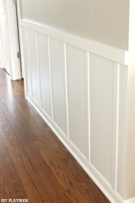 Wayne Scotting Walls, Hallway Board And Batten, Modern Farmhouse Mudroom, Amy Roberts, Hallway Ideas Diy, Farmhouse Mudroom, Mudroom Ideas, Board And Batten Wall, Diy Playbook