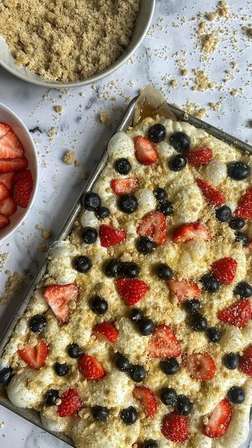 Berry Streusel, Focaccia Recipe, Fourth Of July Food, Strawberry Blueberry, Happy Fourth Of July, Streusel Topping, Fresh Strawberry, Salted Butter, How To Make Bread