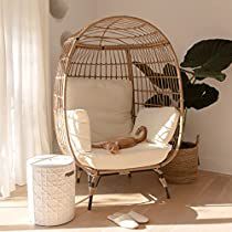 Check this out! Egg Chair Outdoor Walmart, Outdoor Furniture Egg Chair, Basket By Chair, Hanging Chair With Stand Indoor, Basket Chair In Bedroom, Boho Living Room Hanging Chair, Sage Green Hanging Chair, Hanging Chair Rattan, Cozy Hanging Chair Bedrooms