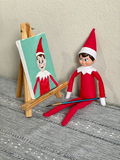 Self portrait painting Self Portrait Painting, Portraits For Kids, Elf Drawings, Potrait Painting, Elf Antics, Shelf Ideas, On The Shelf, Art Class, Art Classes