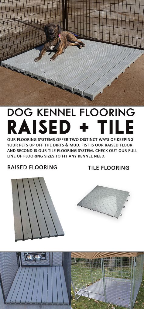 For the dog owner who has sanitation and comfort for their dogs in mind, kennel flooring is a wise choice. Here at K9 Kennel Store, you can find the best kennel flooring in the market. Choose between two types of flooring: the Raised Kennel Deck, and the Kennel Tiles. Snake Proof Dog Kennel, Dog Runs For Large Dogs, Dog Flooring Ideas, Dog Rescue Kennel Ideas, Under Deck Dog Kennel, Outdoor Dog Pen Ideas, Dog Kennel Flooring Outdoor, Under Deck Dog Area, Dog Kennel Ideas Outdoor Diy Cheap