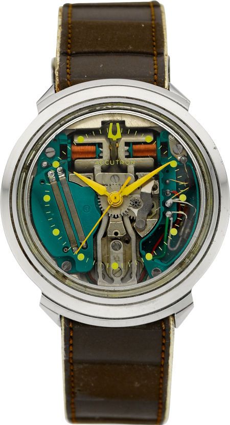 Bulova Steel "Spaceview" Accutron, circa 1961. Wow. What a crazy thing. Bulova Accutron, Church Aesthetic, Omega Speedmaster, Jaeger Watch, Cool Watches, Time Piece, Clock