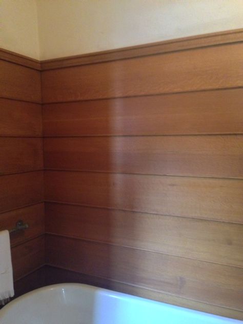 Frank Lloyd Wright horizontal wood paneling. Horizontal Wood Paneling, Horizontal Wood Wall, Wooden Panelling, Loft Office, Bath Redo, Wood Panel Walls, Interior Walls, Master Suite, Modern Wood