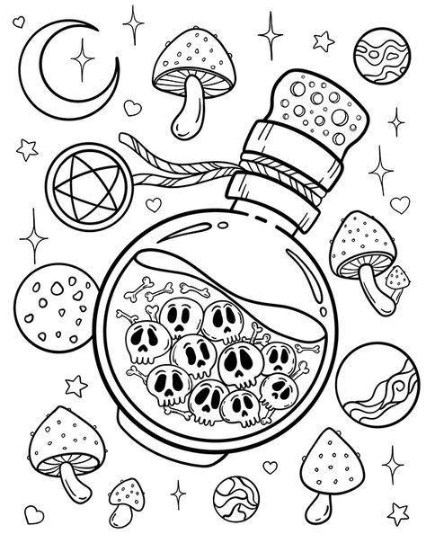 Coloring Book: Cute and Creepy Kawaii. Pastel Goth on Behance Creepy Kawaii, Witch Coloring Pages, Cute And Creepy, Adult Coloring Books Printables, Kawaii Pastel Goth, Words Coloring Book, صفحات التلوين, Free Adult Coloring Pages, Adult Coloring Book Pages