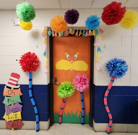 The Lorax Decorations Classroom, The Lorax Decorations, Dr Suess Decorations Diy, Lorax Classroom Door, Lorax Door Decoration, Dr Seuss Door Decorations, Dr Seuss Trees, Hoco Themes, Dr Seuss Classroom Theme