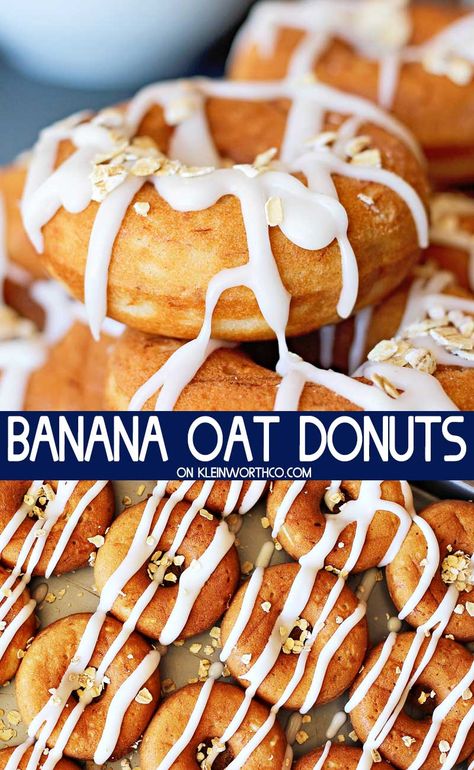 Banana Oat Donuts are a simple and easy breakfast recipe that can be made with a handy mini donut maker or just baked in the oven. So delicious! Healthy Breakfast Donut Recipe, Oat Donut Recipe, Oat Flour Donut Recipe, Healthy Mini Donut Maker Recipes, Mini Doughnut Recipes Donut Maker Recipe, Healthy Mini Donut Recipe, Donut Machine Recipes Mini, Healthy Donuts For Kids, Mini Doughnut Maker Recipes