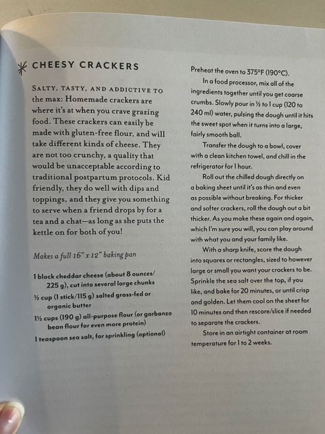 The First Forty Days Recipes, Quick Nutrient Dense Meals, Dense Nutrient Foods, First Forty Days, Nutrient Dense Pregnancy Meals, Cheesy Crackers, Homemade Crackers, Kinds Of Cheese, Gluten Free Flour