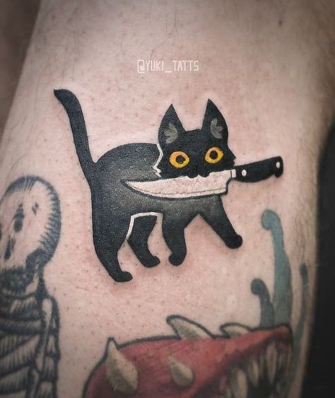 Simple Cat Tattoo, Tattoo Back Tattoo, Cat Tattoo Simple, See Tattoo, Funky Tattoos, Black Cat Tattoos, Tattoo Back, Taurus Tattoos, Small Tattoo Ideas